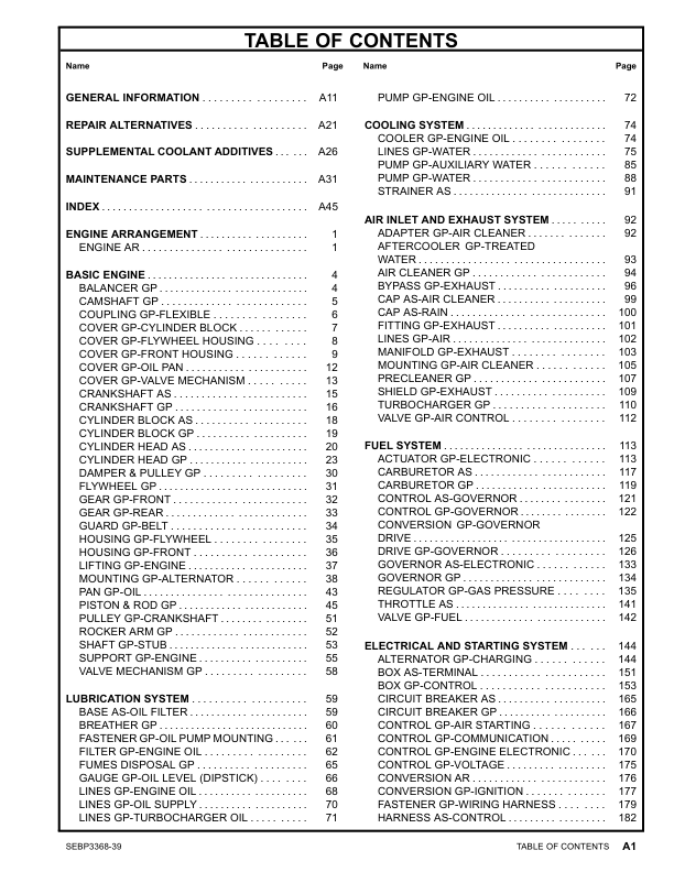 CAT G3408C Natural Gas Engine Parts Catalog BAZ1-UP - Image 6