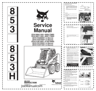 Bobcat 853 853H Skidsteer Service Manual 5084 5097 5102 5128 5101 5123