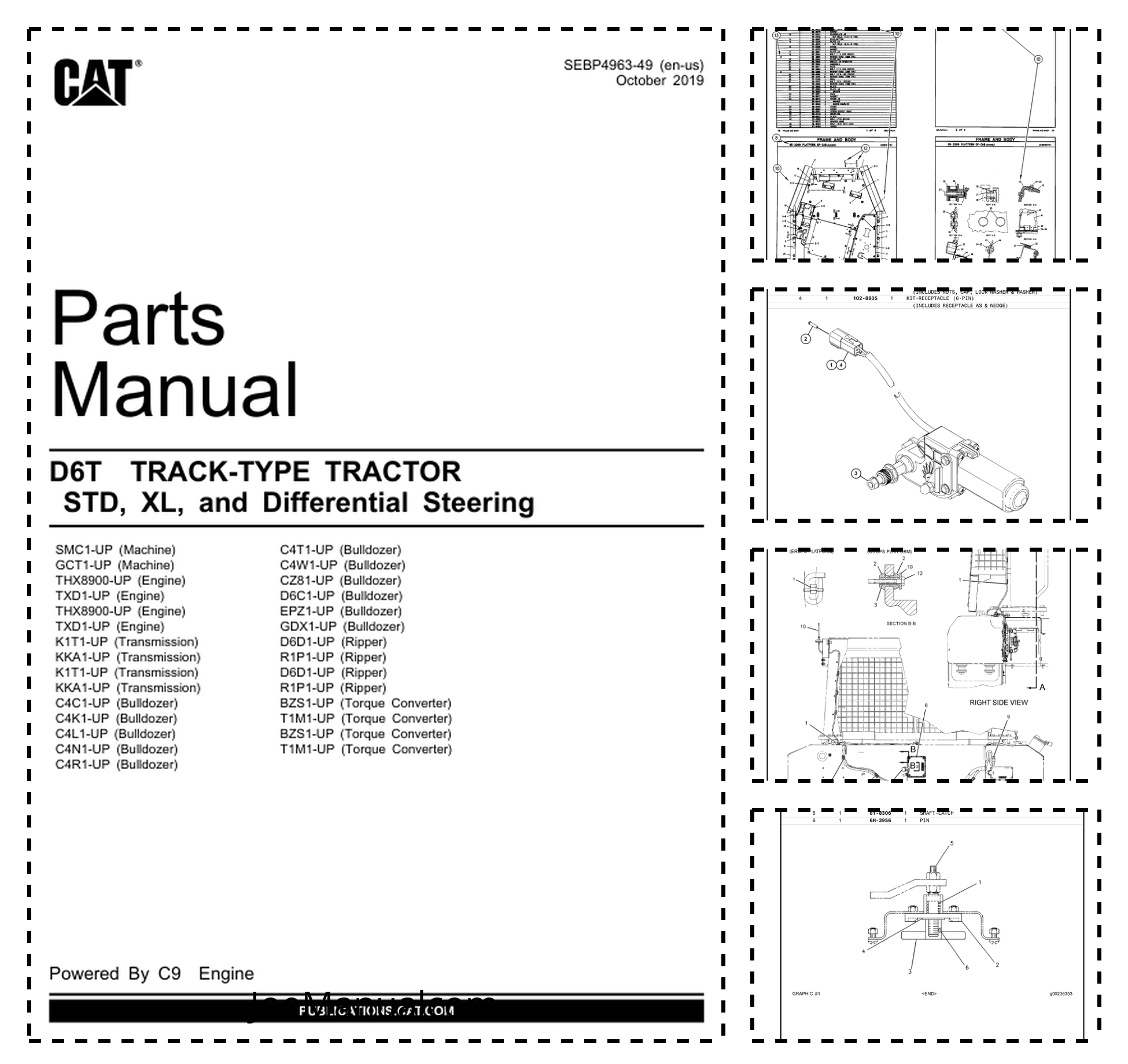 CAT D6T Track-Type Tractor STD XL and Differential Steering Parts Manual SEBP4963-49