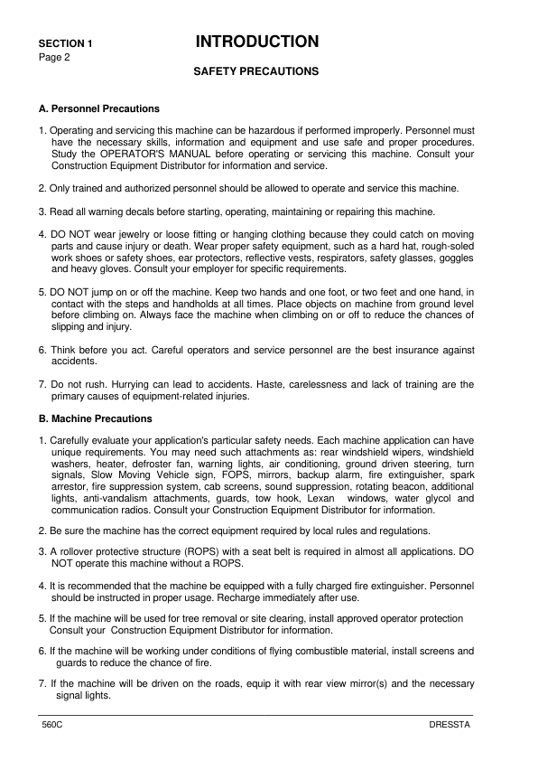 DRESSTA 560C Wheel Loader Service Manual SN 15001 and UP - Image 7