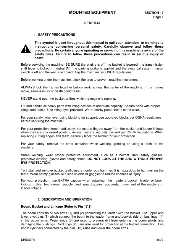 DRESSTA 560C Wheel Loader Service Manual SN 15001 and UP - Image 16