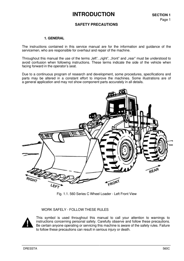 DRESSTA 560C Wheel Loader Service Manual SN 15001 and UP - Image 6