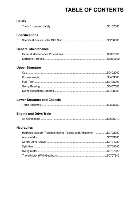 Daewoo Doosan Solar 130LC-V Excavator Shop Manual 0001 and UP - Image 4