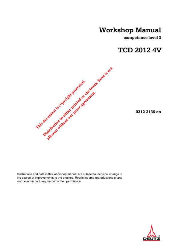 Deutz TCD 2012 4V Engine Workshop Manual Competence LVL 3 - Image 2