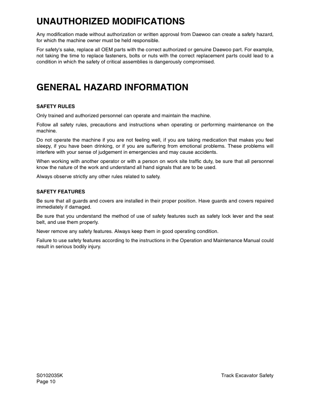 Doosan Solar 75-V Excavator Workshop Manual SN 1001 and UP - Image 7