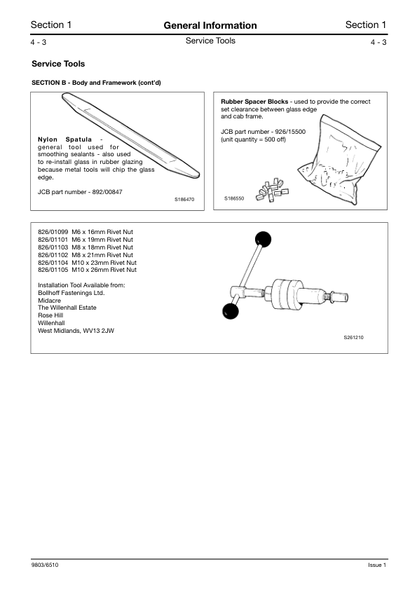 JCB JS200 JS210 JS220 Excavator Service Manual 9803/6610-1 - Image 11