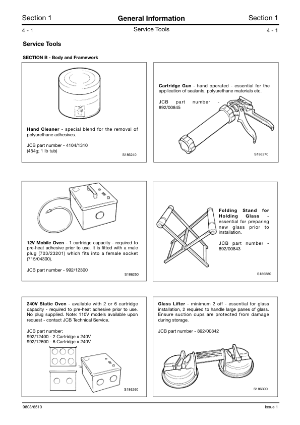 JCB JS200 JS210 JS220 Excavator Service Manual 9803/6610-1 - Image 9