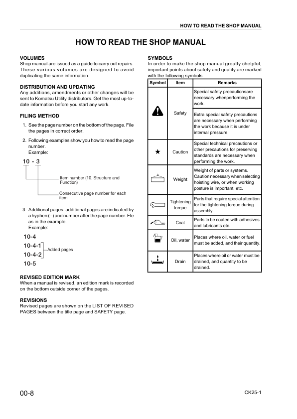 Komatsu CK25-1 Skid Steer Workshop Manual SN F00003 and UP - Image 8