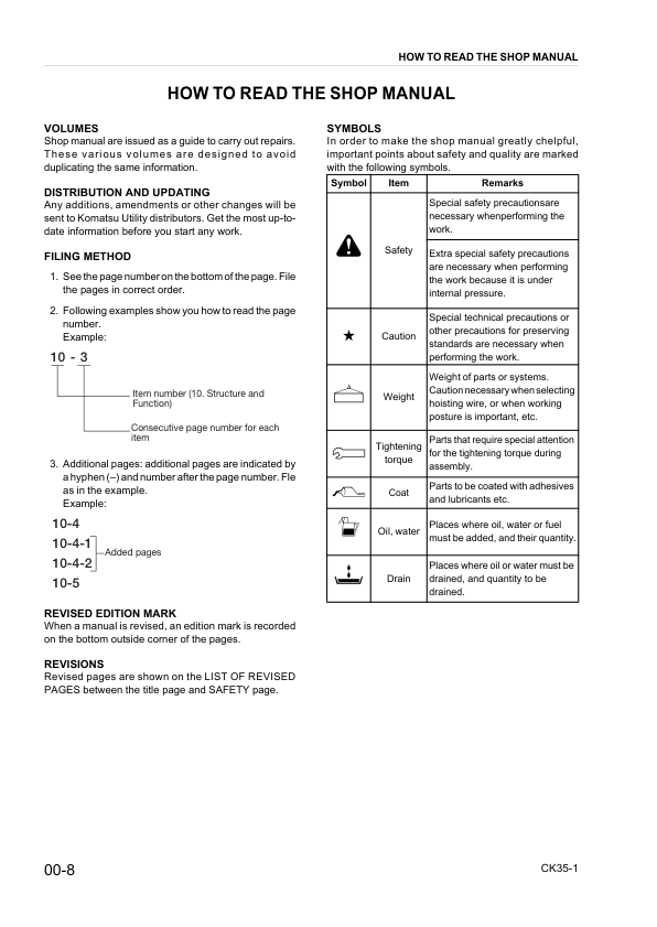 Komatsu CK35-1 Compact Track Loader Workshop Manual SN A40001 and UP - Image 8