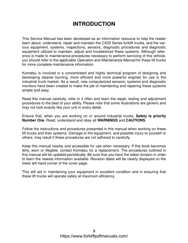 Komatsu CX20 Forklift Truck Service Manual SN 130001A and UP - Image 4