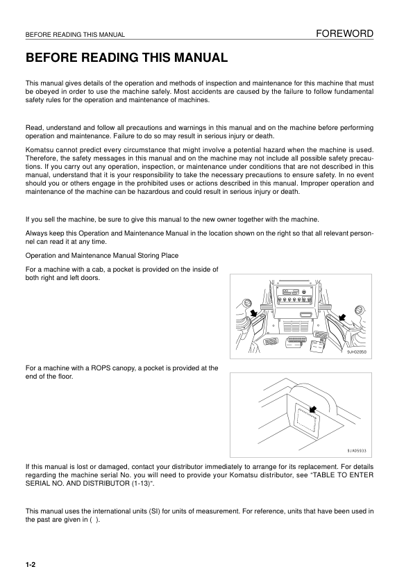 Komatsu D65EX-15E0 D65PX-15E0 Dozer Operations nad Maintenance Manual SN 69001 and UP - Image 4