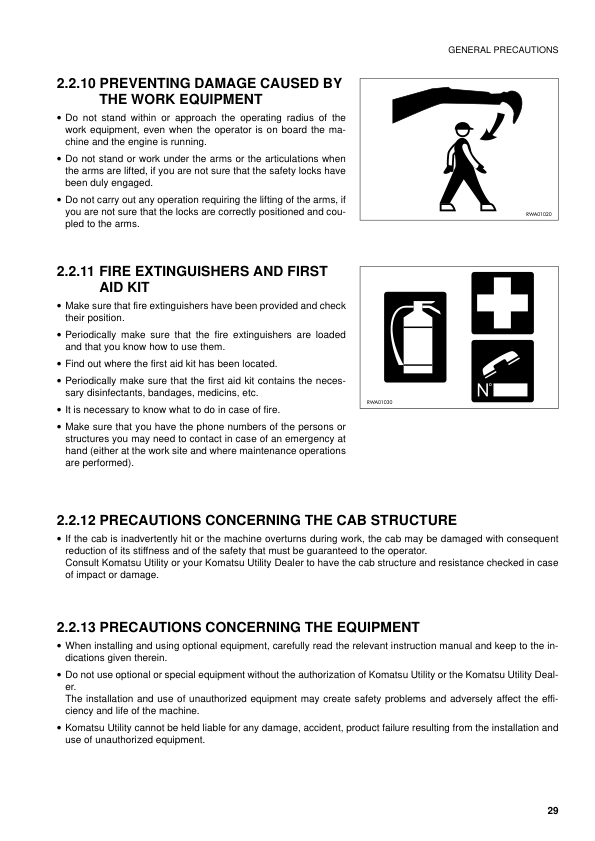 Komatsu PC110R-1 Excavator Operation and Maintenance Manual SN 2265010001 and UP - Image 13