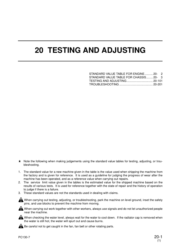 Komatsu PC130-7 Excavator Workshop Manual SN 70001 and UP - Image 7