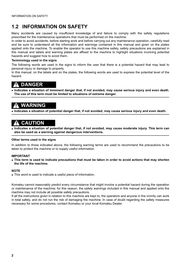 Komatsu PC14R-2 Excavator Operation and Maintenance Manual SN F00003 and UP - Image 4