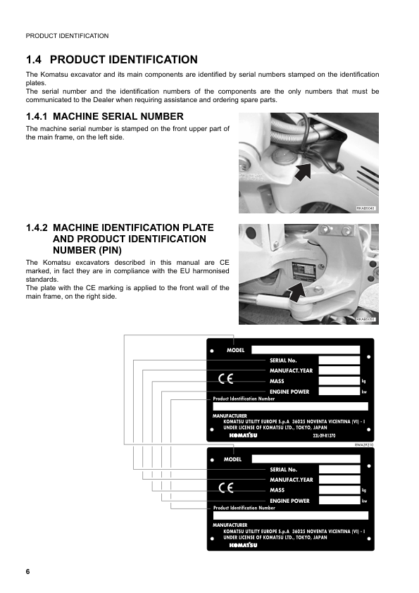 Komatsu PC16R-2 Galeo Excavator Operation and Maintenance Manual SN F00003 and UP - Image 8