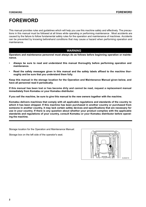 Komatsu PC210-7K PC210LC PC210NLC-7K PC230NHD-7K PC240LC NLC-7K Excavator Operation Manual - Image 4