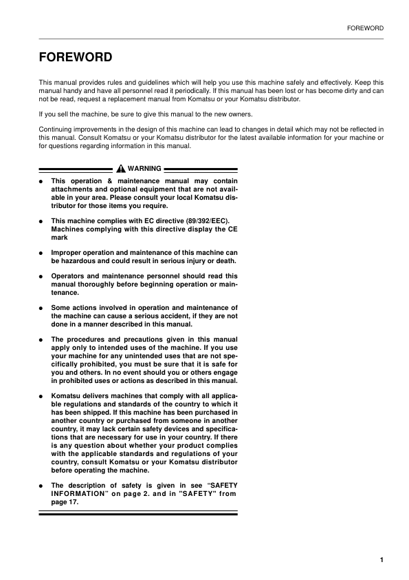 Komatsu PC210 PC210LC-6K PC240LC PC240NLC-6K Excavator Operation and Maintenance Manual - Image 3