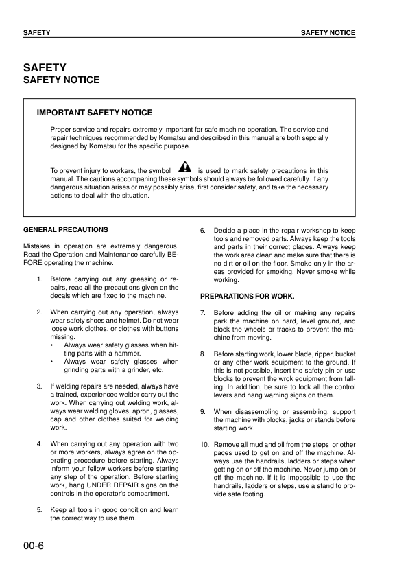 Komatsu PC290LC-6K PC290NLC-6K Excavator Workshop Manual SN K30001 K34001 - Image 6