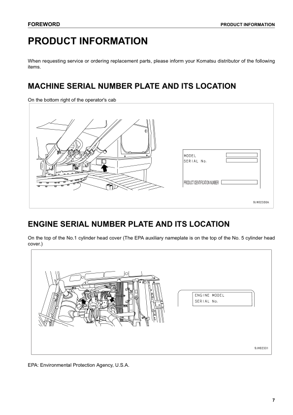 Komatsu PC290LC-7K PC290NLC-7k Excavator Operation and Maintenance Manual SN K40001 and UP - Image 7