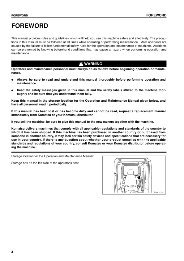 Komatsu PC340LC-7K PC340NLC-7K Excavator Operation and Maintenance Manual SN K40001 and UP - Image 3