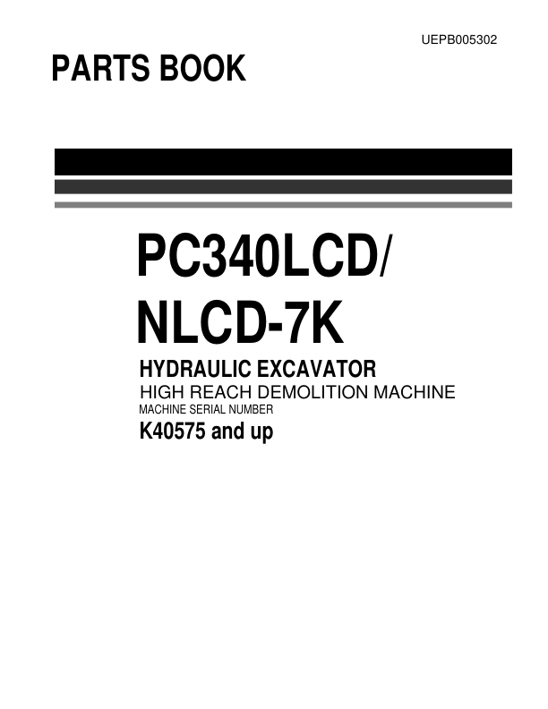 Komatsu PC340LCD NLCD-7K Excavator Parts Catalog SN K40575 and UP - Image 2