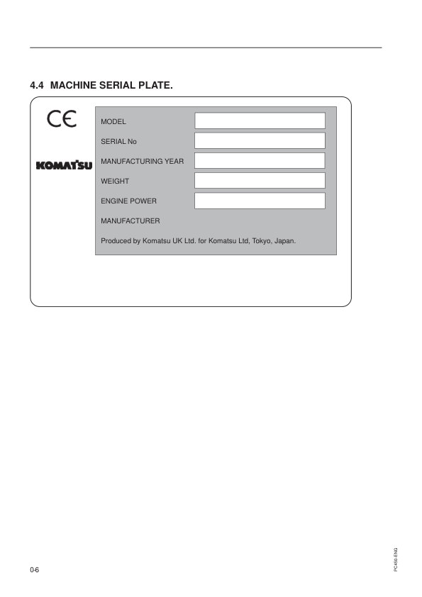 Komatsu PC450-6K PC450LC-6K Excavator Operation and Maintenance Manual K30001 and UP - Image 9