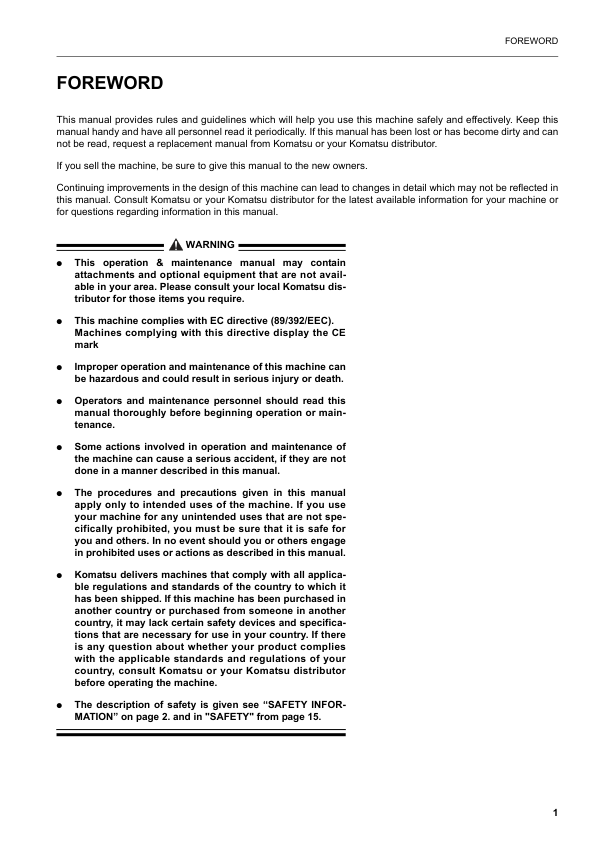 Komatsu PW130ES-6K Excavator Operation and Maintenance Manual SN K34001 and UP - Image 4