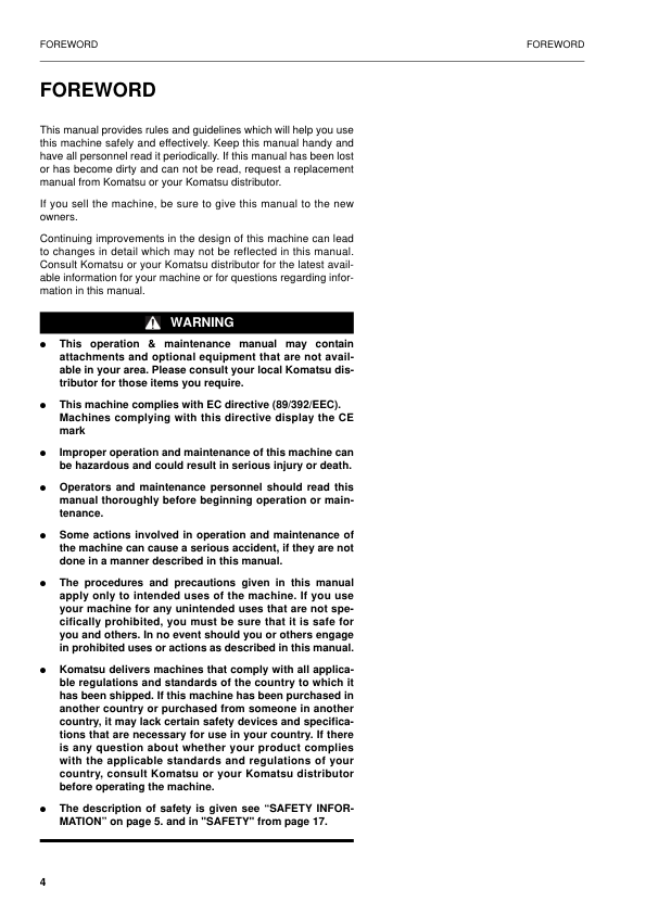 Komatsu PW130ES-6K Excavator Operation and Maintenance Manual SN K35001 and UP - Image 4