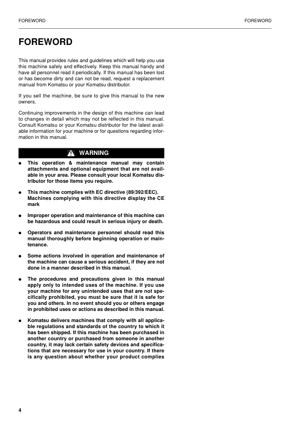 Komatsu PW150ES-6K Excavator Operation and Maintenance Manual SN K35001 and UP - Image 3