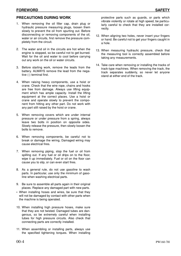 Komatsu PW160-7H Excavator Workshop Manual SN 50051 and UP - Image 5
