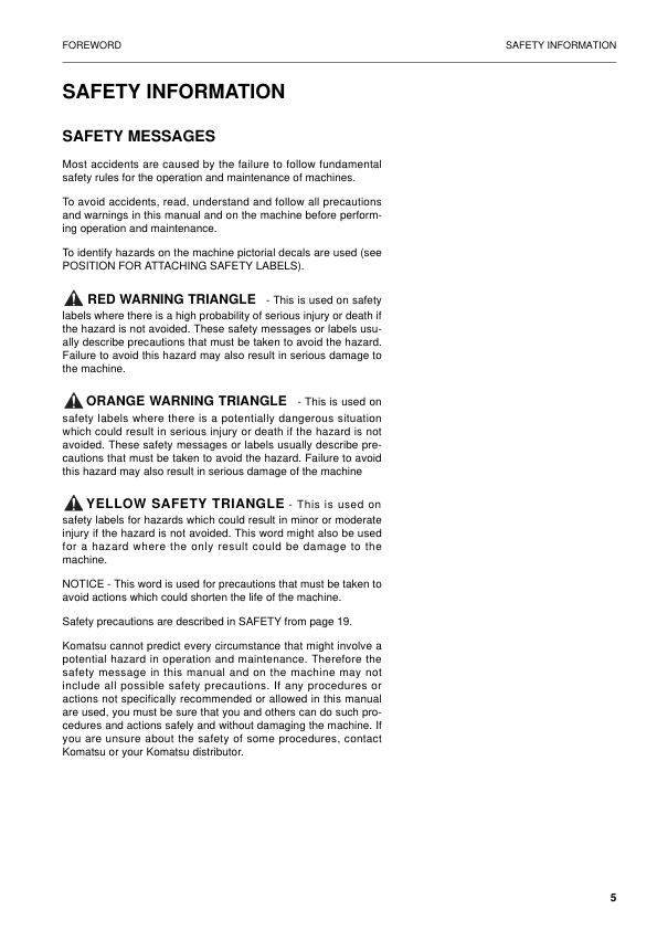 Komatsu PW160-7K Wheeled Excavator Operation and Maintenance Manual SN K40001 and UP - Image 5