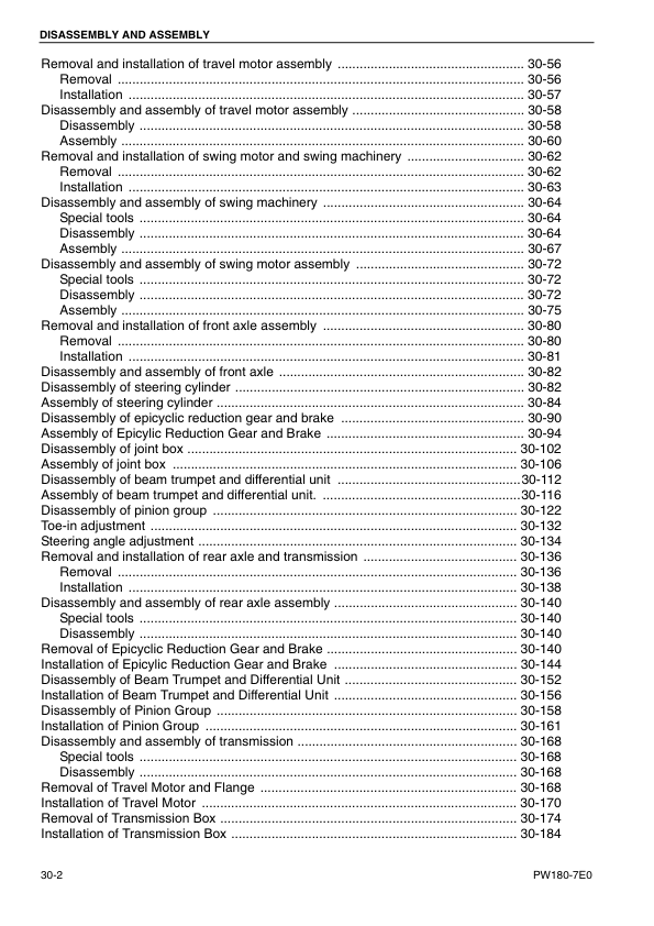 Komatsu PW180-7E0 Excavator Workshop Manual SN H50051 and UP - Image 15