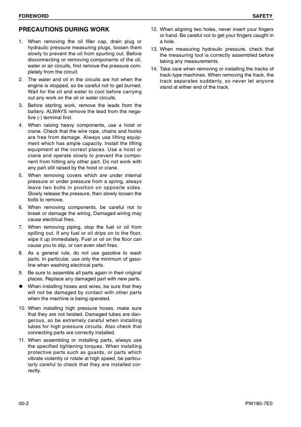 Komatsu PW180-7E0 Excavator Workshop Manual SN H50051 and UP - Image 4