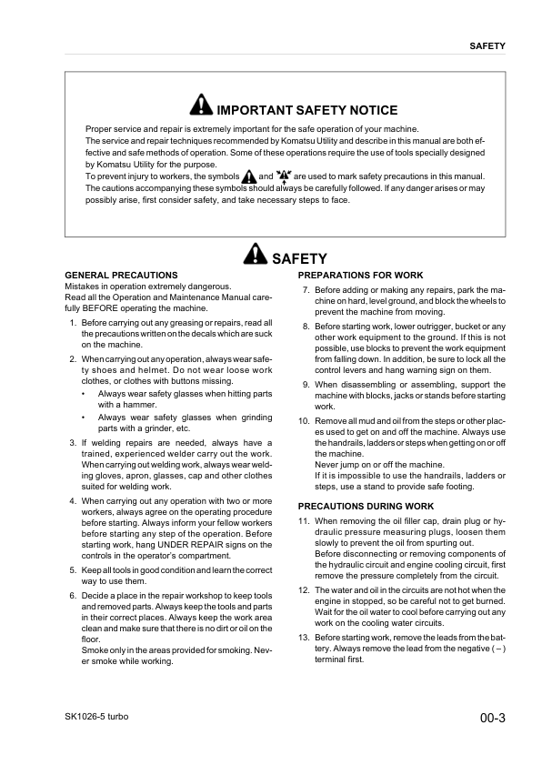 Komatsu SK1026-5 Turbo Skid Steer Workshop Manual WEBD005200 - Image 5