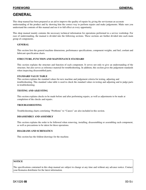 Komatsu SK1026-5N Skid Steer Workshop Manual CEBM14201 - Image 9