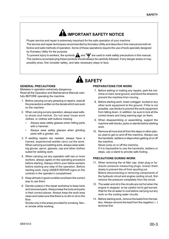 Komatsu SK510-5 Skid Steer Workshop Manual SN 37DF00001 and UP - Image 5