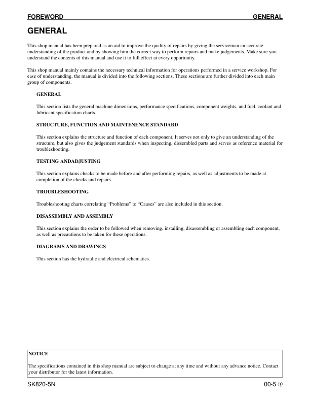 Komatsu SK820-5N Skid Steer Workshop Manual SN A40001 and UP - Image 3