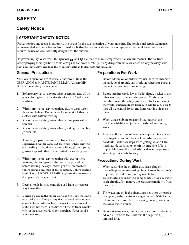 Komatsu SK820-5N Skid Steer Workshop Manual SN A40001 and UP - Image 8