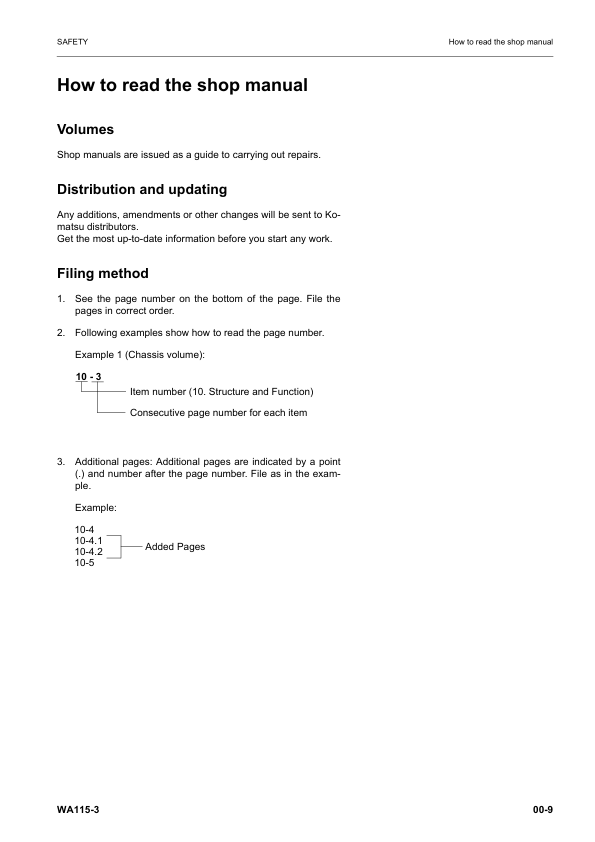 Komatsu WA115-3 Wheel Loader Workshop Manual SN WA115H30051 and UP - Image 11