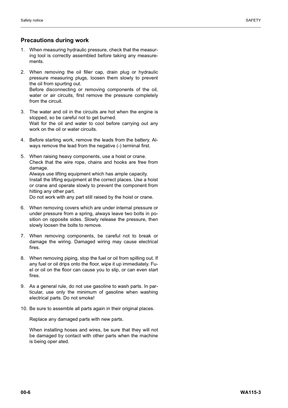 Komatsu WA115-3 Wheel Loader Workshop Manual SN WA115H30051 and UP - Image 8
