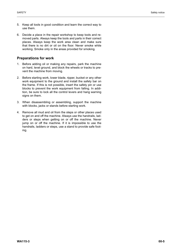 Komatsu WA115-3 Wheel Loader Workshop Manual SN WA115H30051 and UP - Image 7