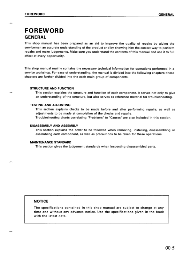 Komatsu WA120-3 Avance Wheel Loader Workshop Manual SN 50001 and UP - Image 9