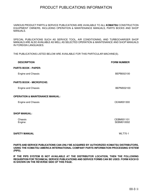 Komatsu WA180-3 WA180L-3 Wheel Loader Workshop Manual SN A80001 54001 and UP - Image 8