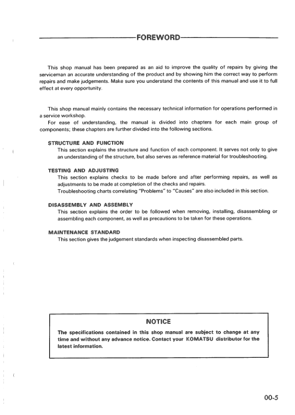Komatsu WA200-1 WA250-1 Wheel Loader Workshop Manual SN 10001 and UP - Image 10