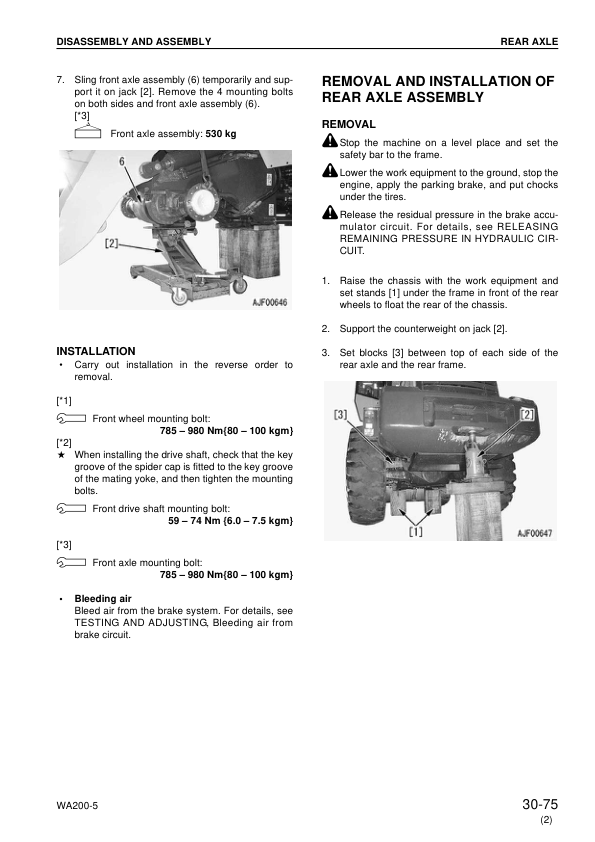 Komatsu WA200-5 WA200PT-5 Wheel Loader Workshop Manual SN 65001 and UP - Image 15