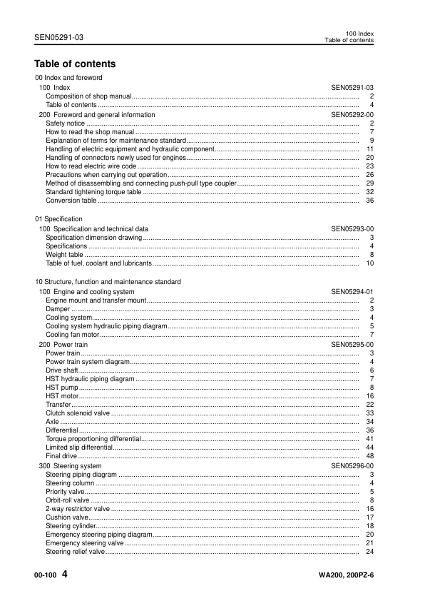 Komatsu WA200-6 WA200PZ-6 Wheel Loader Workshop Manual SN 70001 and UP SEN05282-03 - Image 7