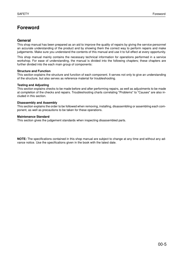 Komatsu WA270-3 WA270PT-3 Wheel Loader Workshop Manual SN 20051 30051 and UP - Image 5