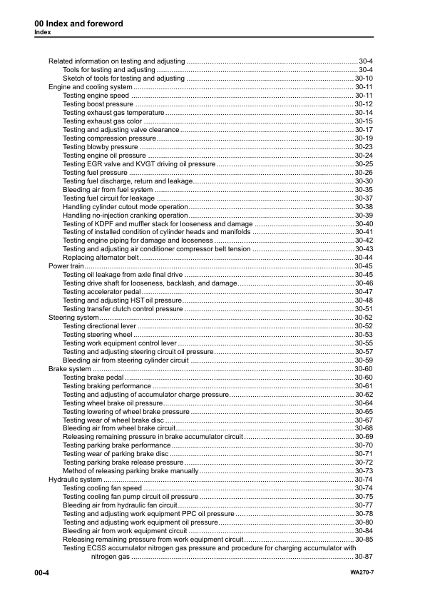 Komatsu WA270-7 Wheel Loader Workshop Manual SN 80001 and UP - Image 7