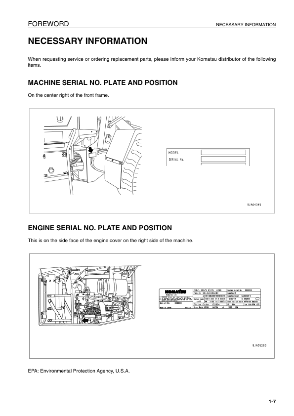 Komatsu WA320-5H Wheel Loader Operation and Maintenance Manual SN 50051 and UP - Image 8