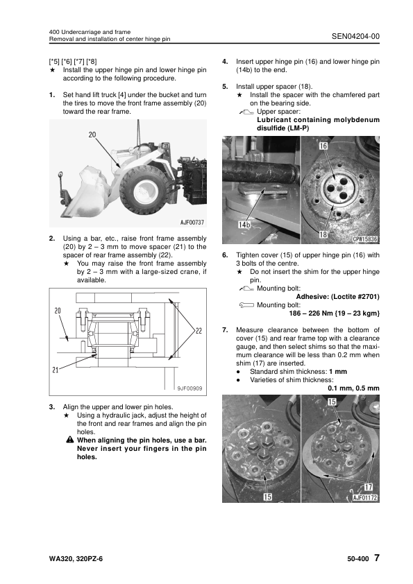 Komatsu WA320-6 WA320PZ-6 Wheel Loader Workshop Manual SN 70001 and UP SEN04162-07 - Image 13